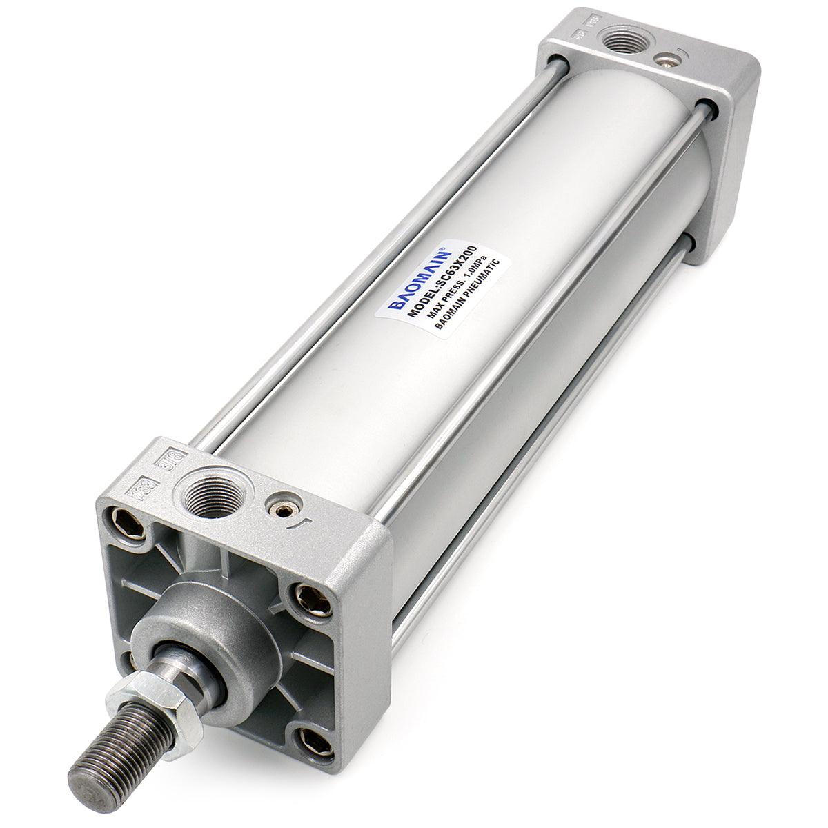 Pneumatic Air Cylinder SC 63 Series PT 3/8, Bore: 2 1/2 inch, Screwed Piston Rod Dual Action - BAOMAIN