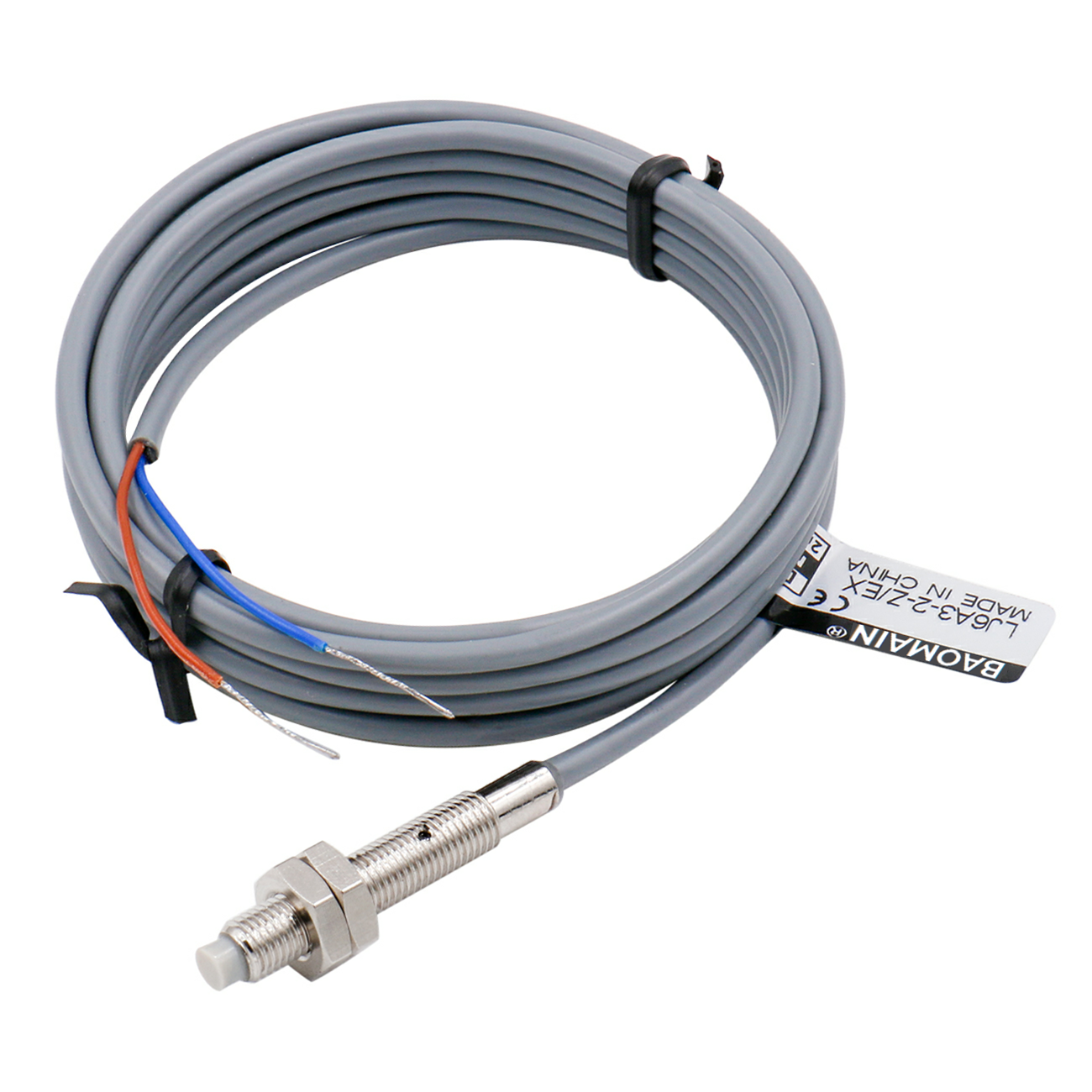 Baomain M6 Nicht eingebetteter induktiver Sensorschalter LJ6A3-2-Z/EX NO DC 10-30 V, 2 mm Erfassungsabstand 2-adrig