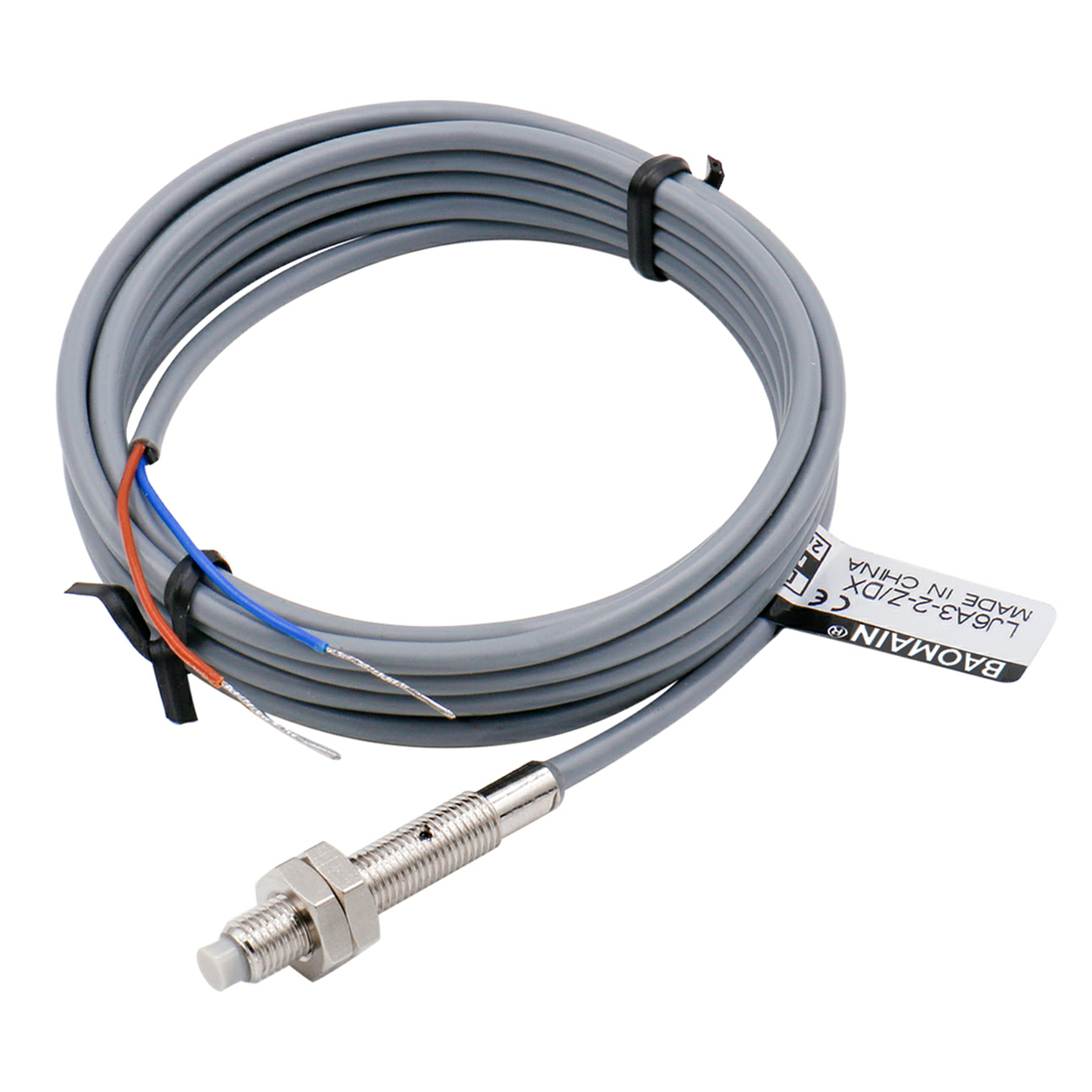 Baomain M6 Nicht eingebetteter induktiver Sensorschalter LJ6A3-2-Z/DX NC DC 10-30 V, 2 mm Erfassungsabstand 2-adrig