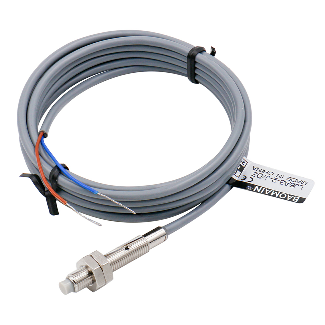 Baomain M6 Nicht eingebetteter induktiver Sensorschalter LJ6A3-2-J/DZ NC AC 90-250 V, 2 mm Erfassungsabstand, 2-adrig