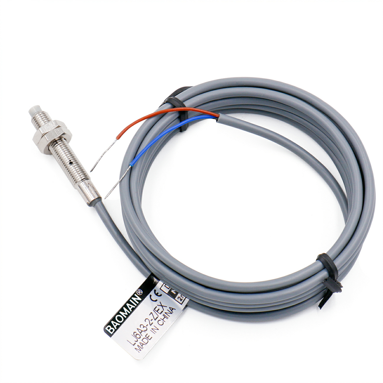 Baomain M6 Nicht eingebetteter induktiver Sensorschalter LJ6A3-2-Z/EX NO DC 10-30 V, 2 mm Erfassungsabstand 2-adrig