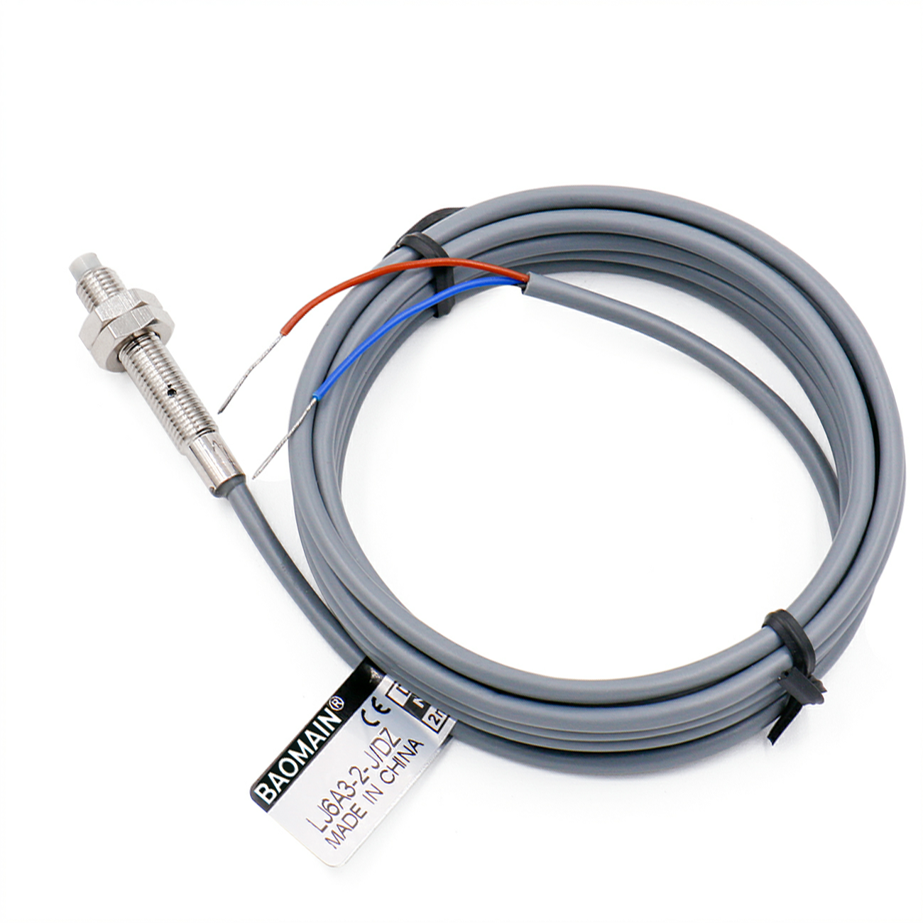 Baomain M6 Nicht eingebetteter induktiver Sensorschalter LJ6A3-2-J/DZ NC AC 90-250 V, 2 mm Erfassungsabstand, 2-adrig
