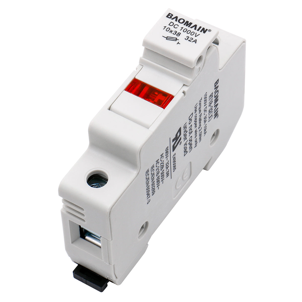 Cylindrical Fuse Holder RT18-32(X) 10*38mm 1000VDC 30A 10kA Fuse Base Single Pole 35mm DIN Rail Mount UL Pack of 5 - BAOMAIN