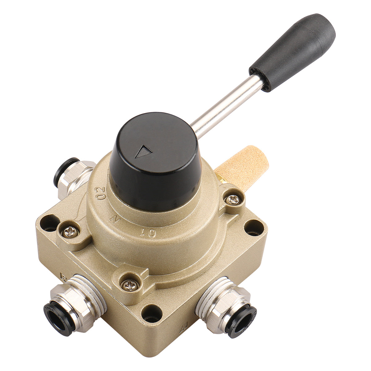 Baomain Rotary Lever Hand Valve HV-04 PT 1/2" Air Flow Control 3 Position 4 Way Controls Air Flow On or Off