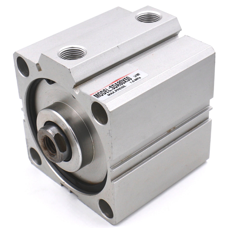 Baomain Compact Thin Pneumatic Air Cylinder SDA-80 Series 80mm Bore Double Action PT3/8 Port - BAOMAIN