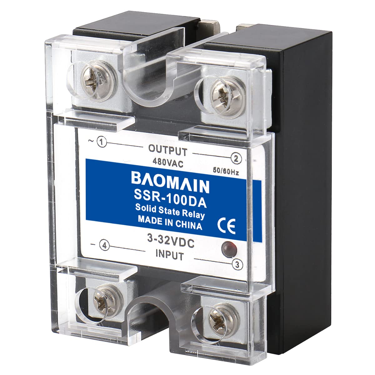 Baomain Halbleiterrelaismodul SSR-100DA 100A 3-32 VDC / 480 VAC DC zu AC Widerstandsregler