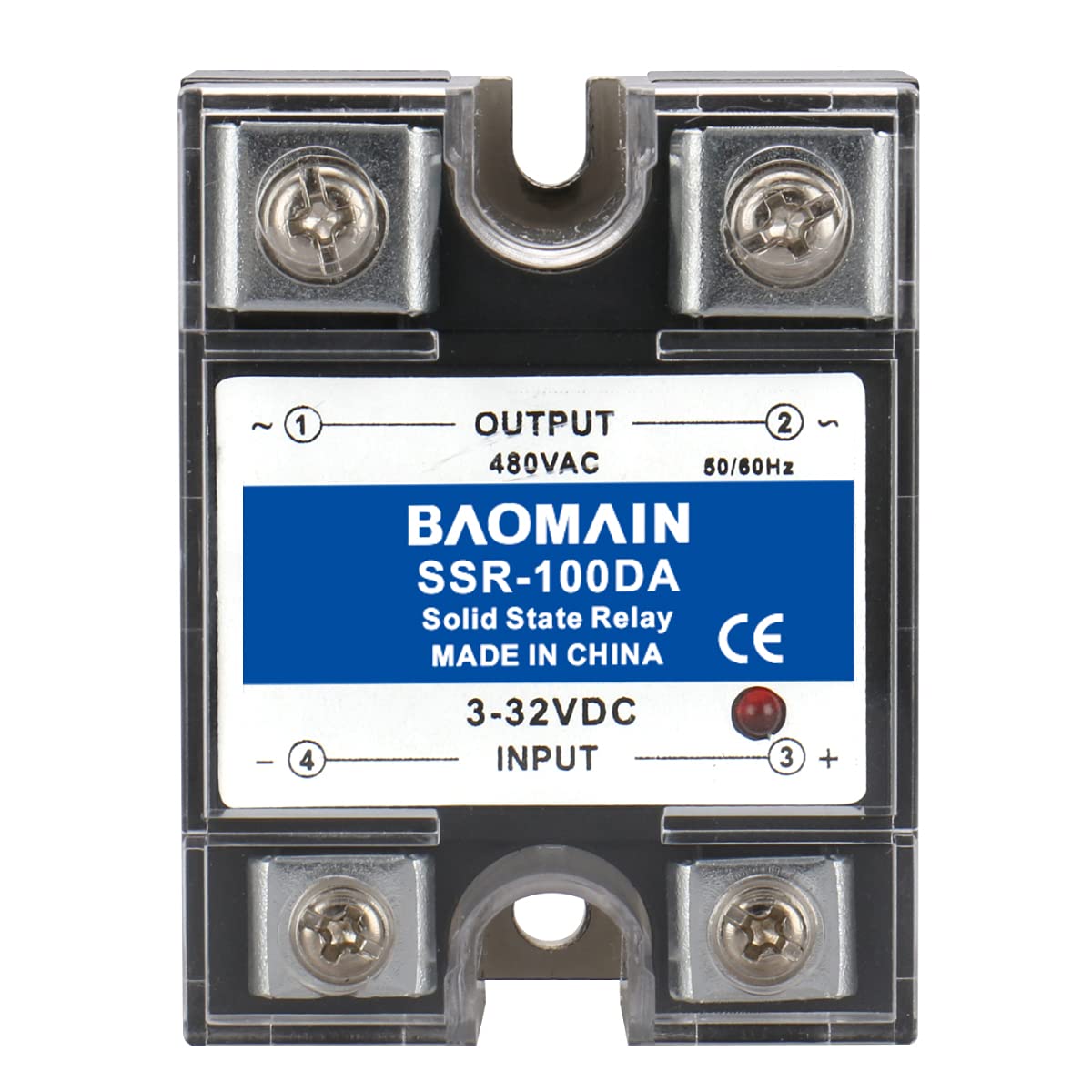 Baomain Halbleiterrelaismodul SSR-100DA 100A 3-32 VDC / 480 VAC DC zu AC Widerstandsregler