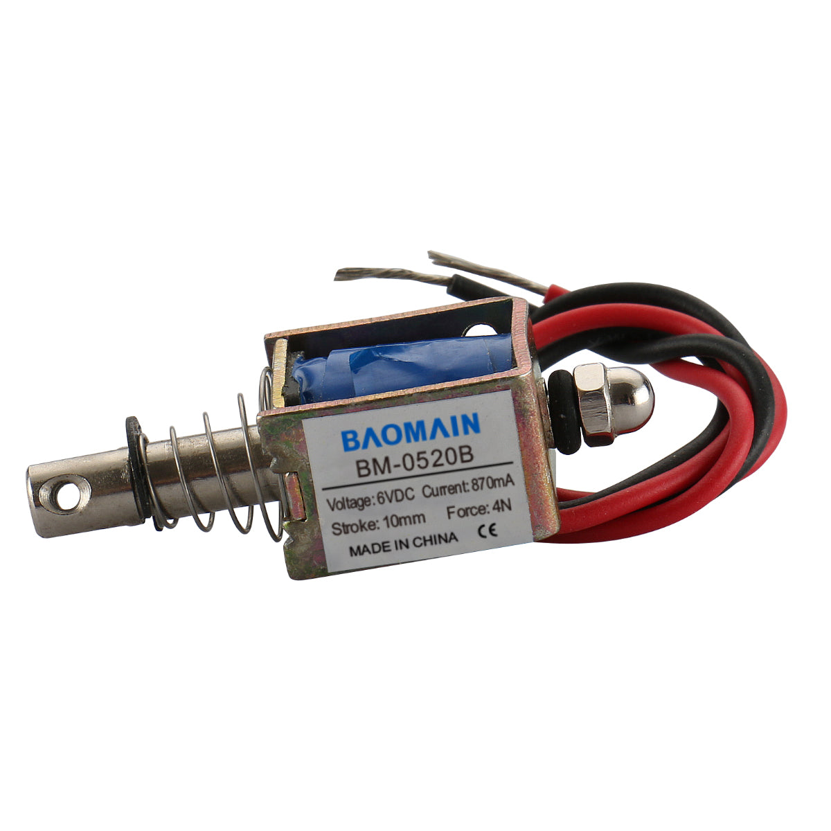 Solenoid Electromagnet BM-0520B DC 6V 870mA 4N 10mm Pull Push Type - BAOMAIN