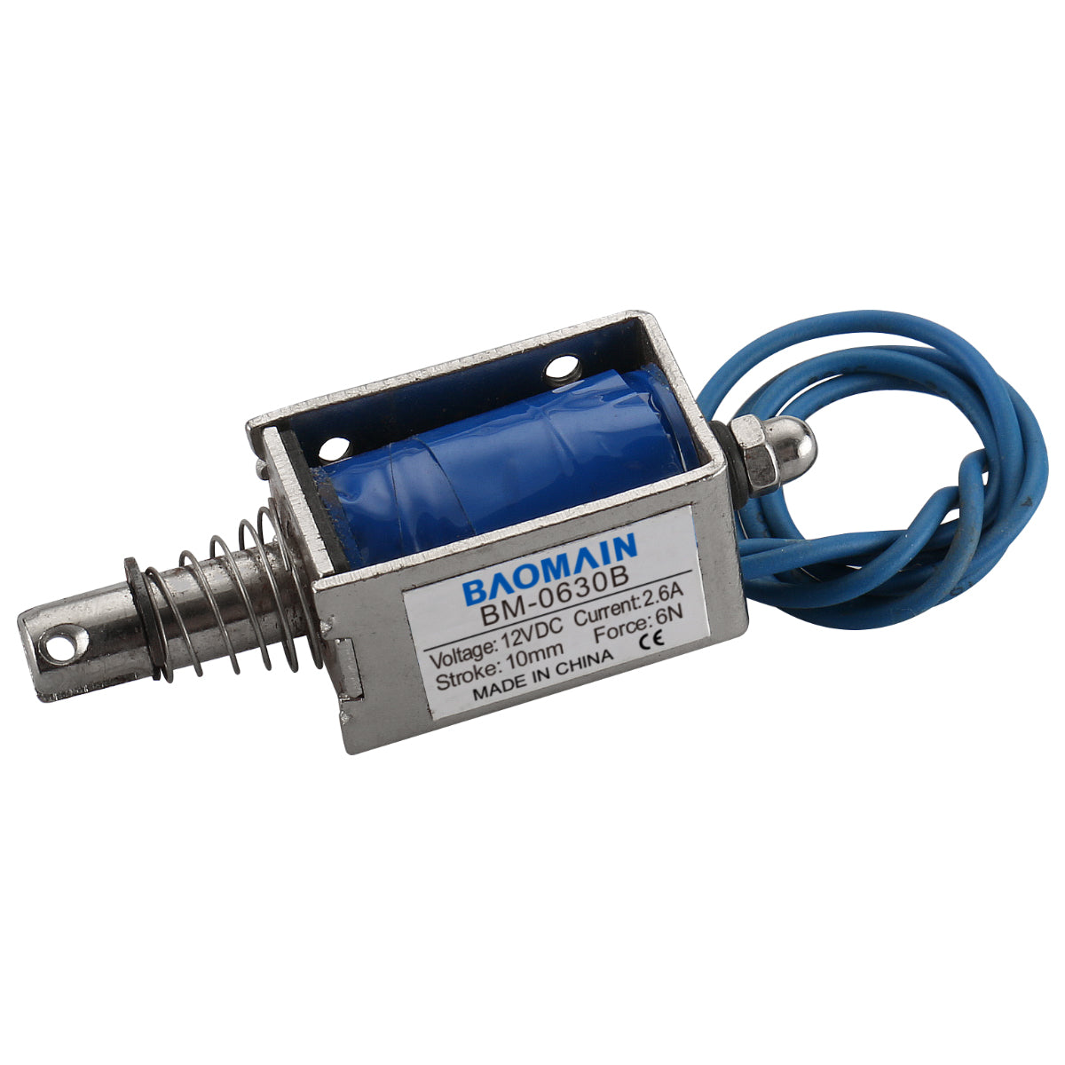 Baomain Solenoid Electromagnet BM-0630B DC 12V/24V 2.6A 10mm 6N Push Pull - BAOMAIN