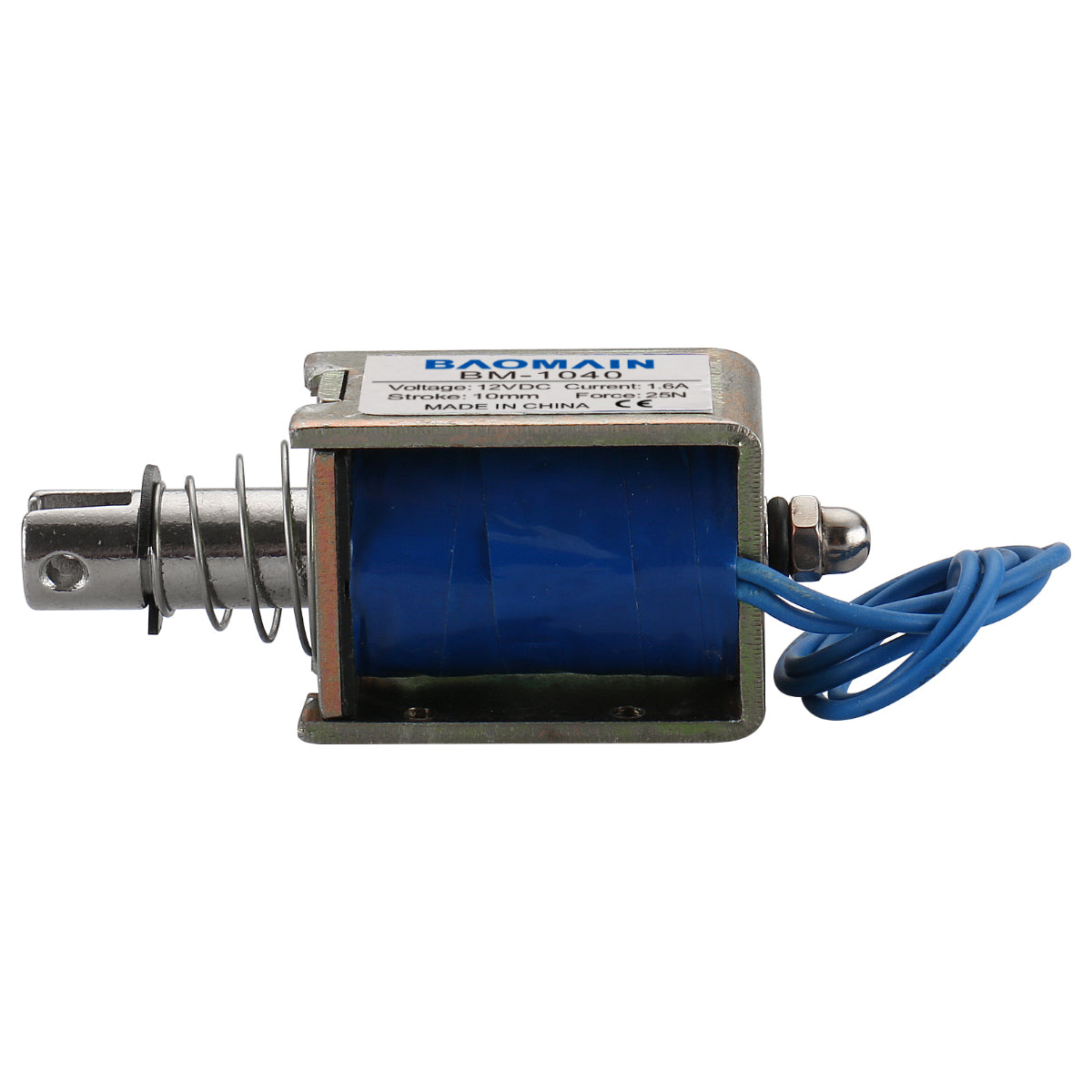 Frame Solenoid Electromagnet BM-1040B DC 12V 1.6A 10mm 25N Push Pull - BAOMAIN