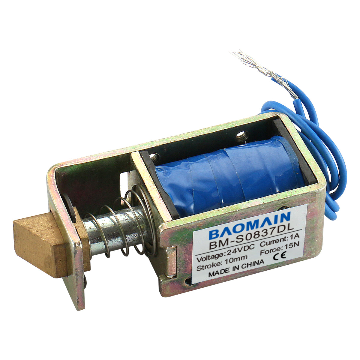 Baomain Solenoid-Elektromagnet BM-S0837DL DC 24 V 1 A 15 N 10 mm offener Rahmen Zugtyp Türschloss