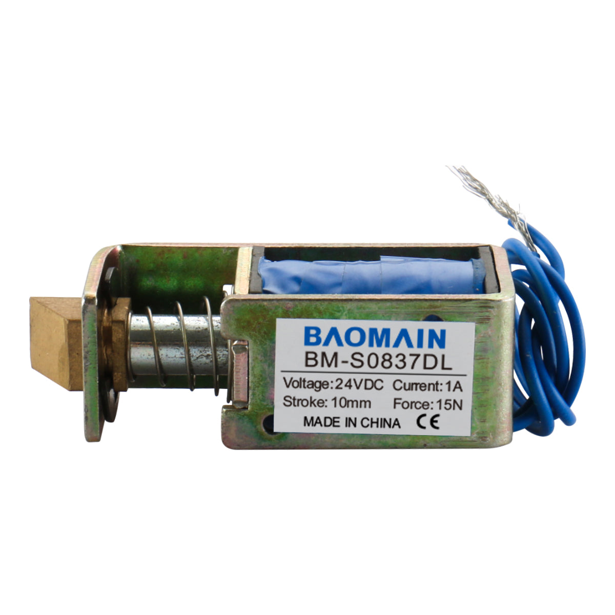 Baomain Solenoid-Elektromagnet BM-S0837DL DC 24 V 1 A 15 N 10 mm offener Rahmen Zugtyp Türschloss