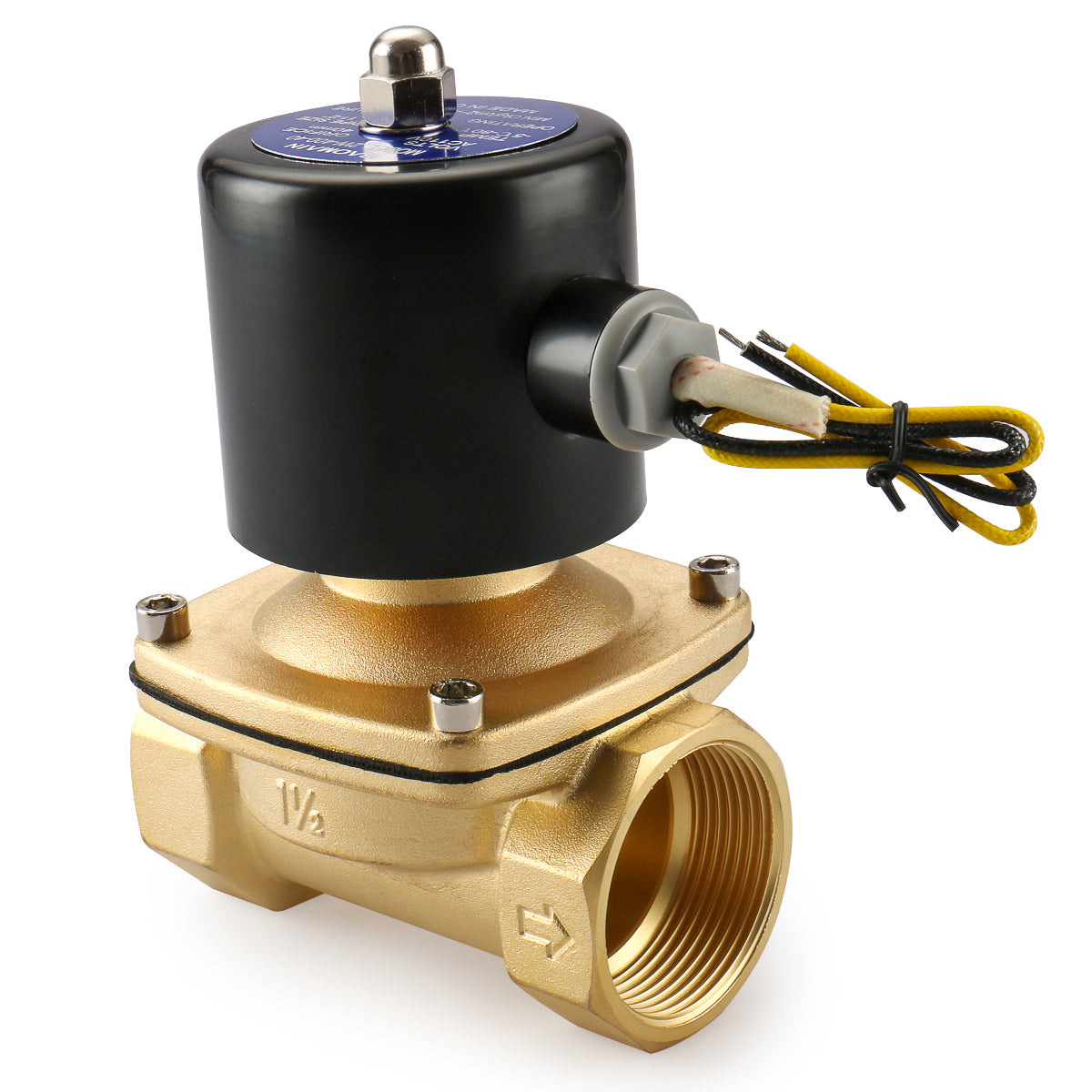 Baomain Pneumatic 1-1/2 Inch DC12V/24V AC110V/220V Brass Electric Solenoid Valve 2W-400-40 Normally Closed For Water, Air - BAOMAIN