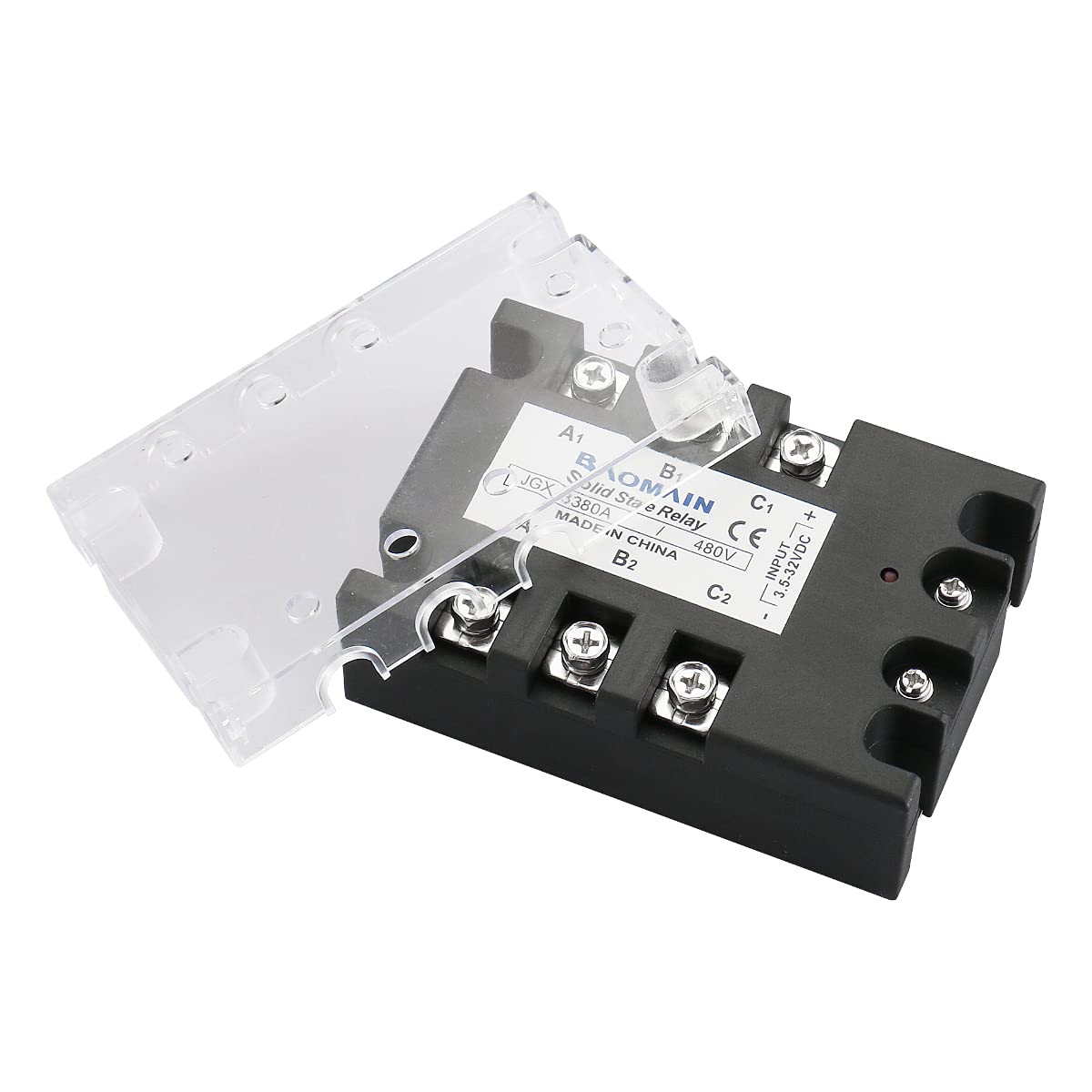 Baomain 3-Phasen-Halbleiterrelais JGX-3380A 3,5-32 VDC Eingang 480 VAC 80 Ampere Ausgang DC/AC