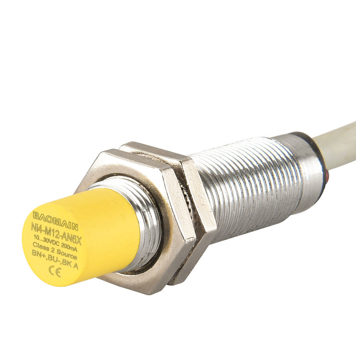 Baomain Schaltabstand 4 mm Eingebetteter Gewinderohr-Induktivsensorschalter Bi4-M12-AN6X DC 10-30 V Normalerweise offen, NPN-Ausgang, 3-adrig IP67