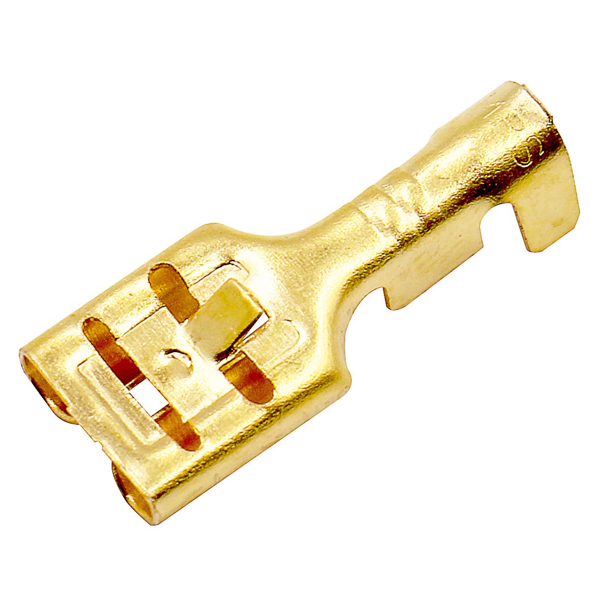 Baomain Female Spade Quick Splice Crimp Terminals 1/4"(6.3mm) Crimp Connector Non Insulated Pack of 100 - BAOMAIN