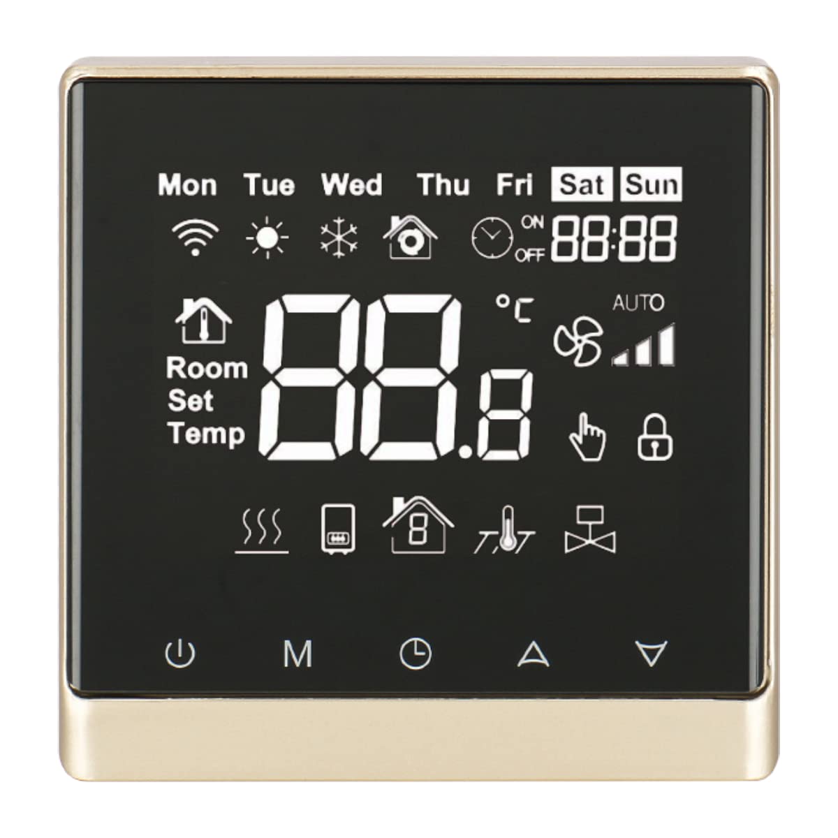 Baomain LCD Digitaler programmierbarer Thermostat AC110-120V DK-506 3 Ampere Arbeit für Fußbodentemperaturregler Golden