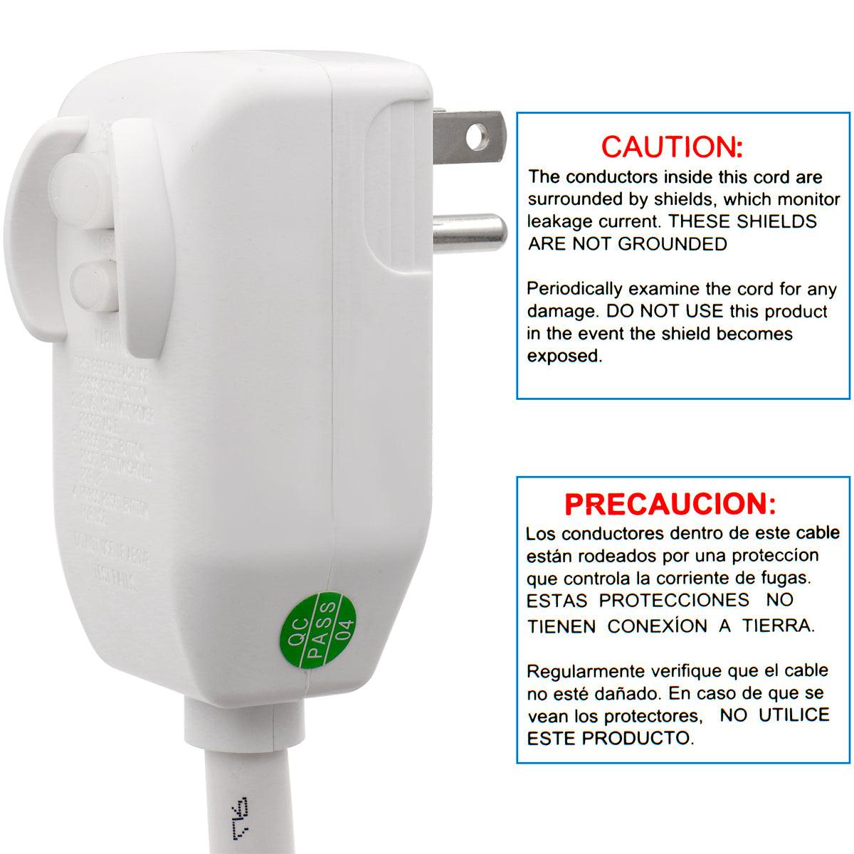LCDI Power Cord Plug for A/C Air Conditioner, Leakage Current Detection Interrupter Replacement, 120VAC 10Amp 18AWG 1200W 60Hz NEMA 5-15P 7FT Long, UL Certified (1 Pack) - BAOMAIN