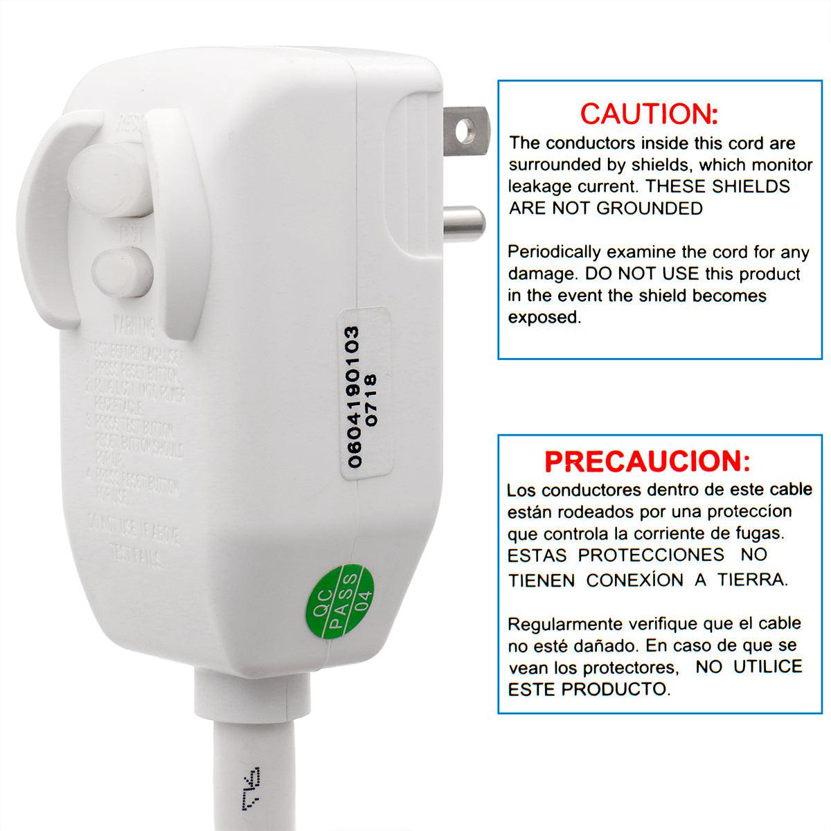 LCDI Power Cord Plug for A/C Air Conditioner, Leakage Current Detection Interrupter Replacement, 120VAC 13Amp 16AWG 1560W 60Hz NEMA 5-15P 7FT Long, UL Certified (1 Pack) - BAOMAIN