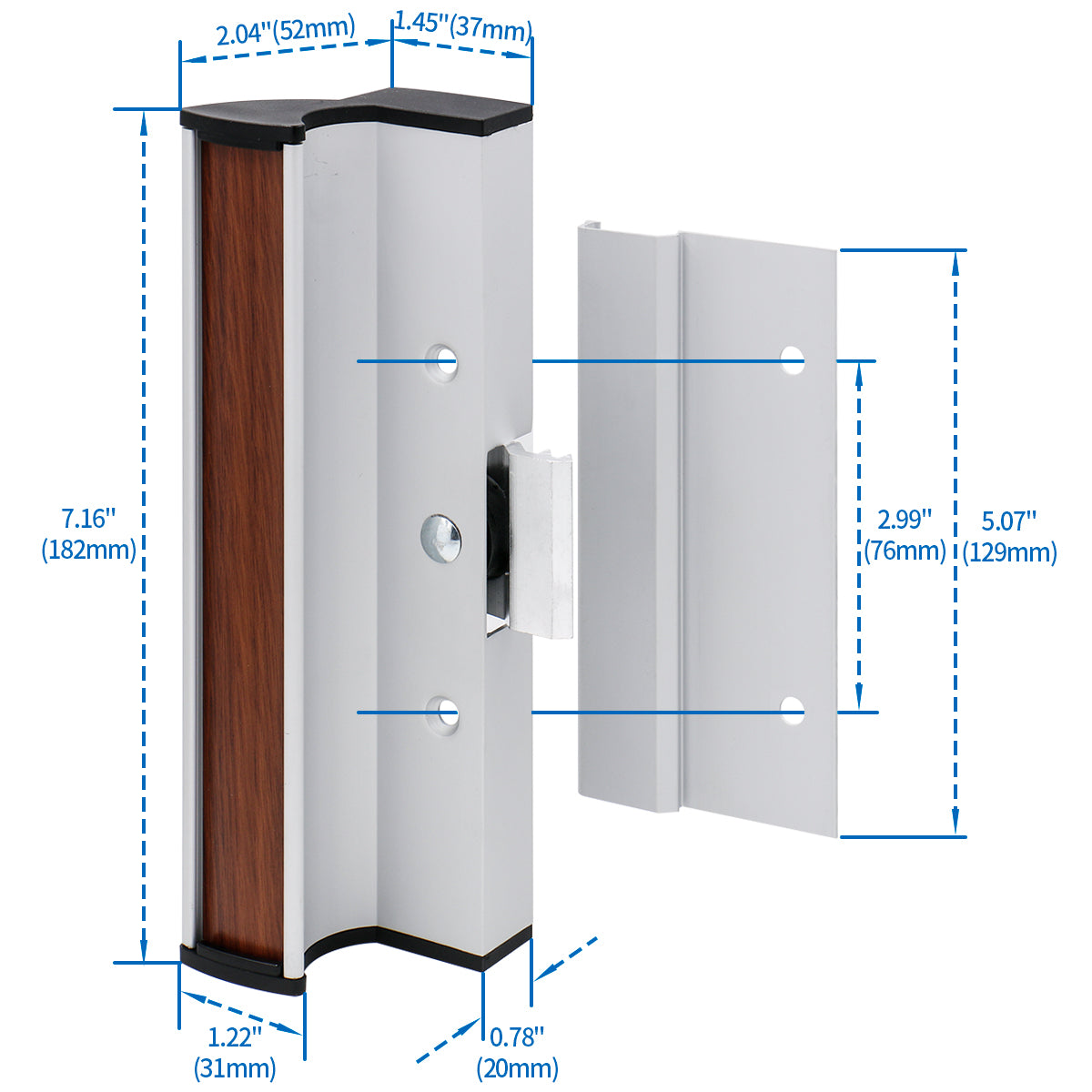 Mill Finish Patio Door Handle Set C-1055 with Clamp Latch, Anodized Aluminum - BAOMAIN