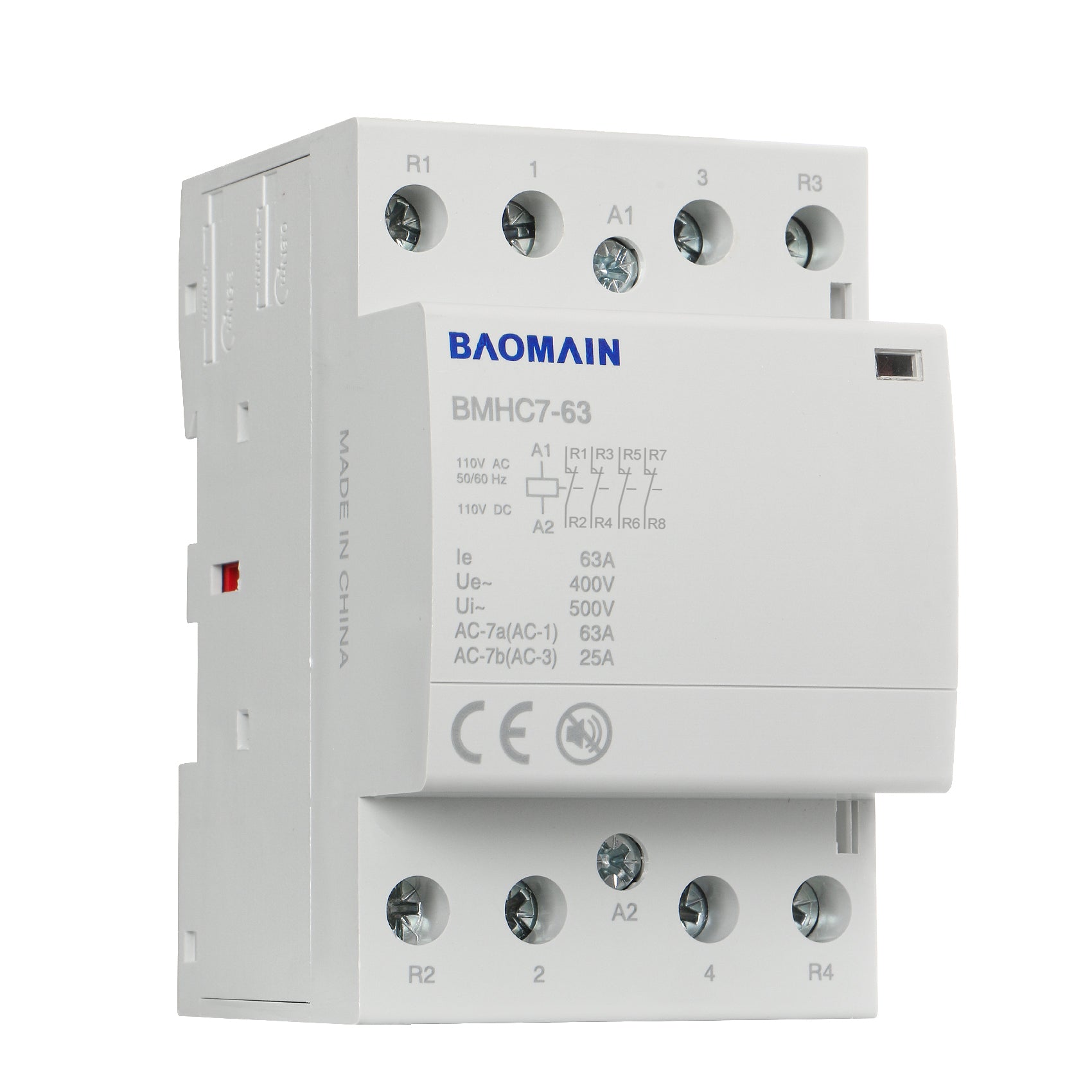 Baomain DC/AC Modular contactor 63A DC/AC12V/24V/110V/220V 4 Pole Circuit Control 35mm DIN Rail BMHC7-63