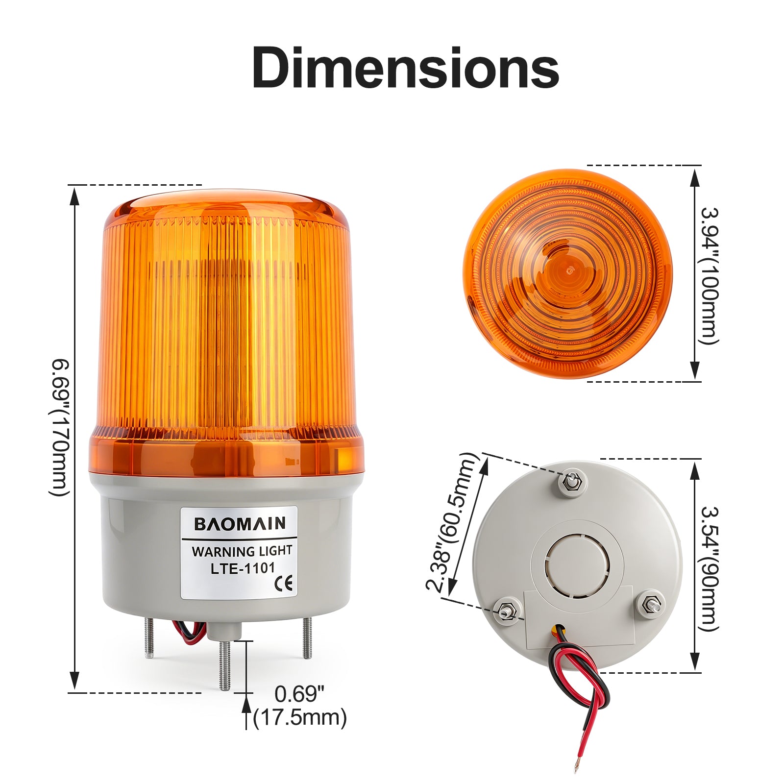 Warning Signal Light LTE-1101 Red Indicator Rotating Light Halogen Bulb Mechanical Signal Lamp