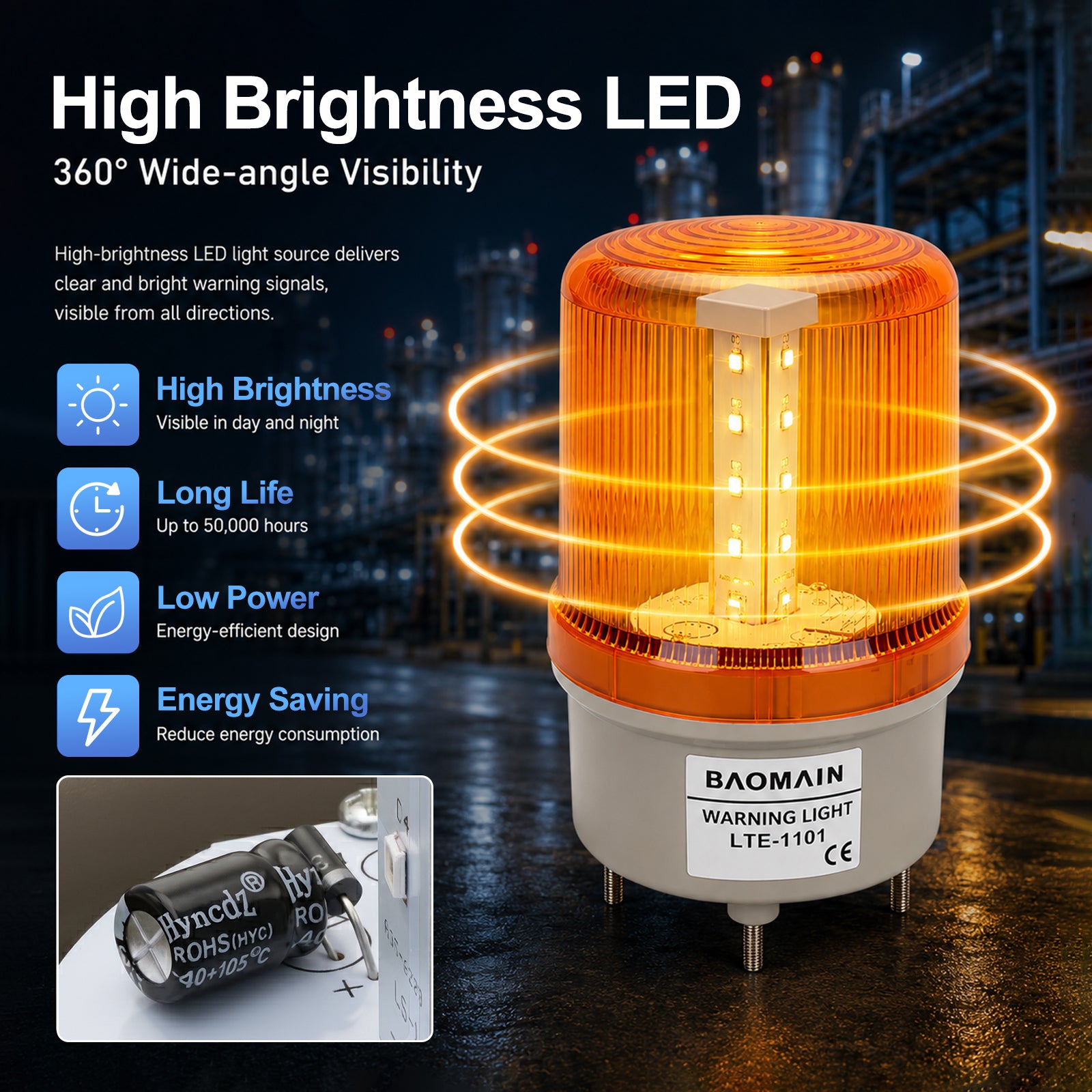 Warning Signal Light Red Indicator Rotating Light Halogen Signal Lamp