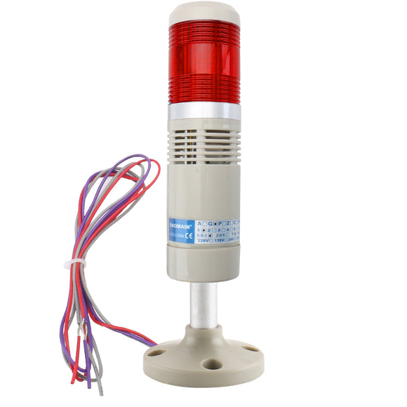 Baomain 12V/24V/110V/220V Alarm Warning Industrial Buzzer Continuous Red LED Signal Tower Light LTP-502TJ