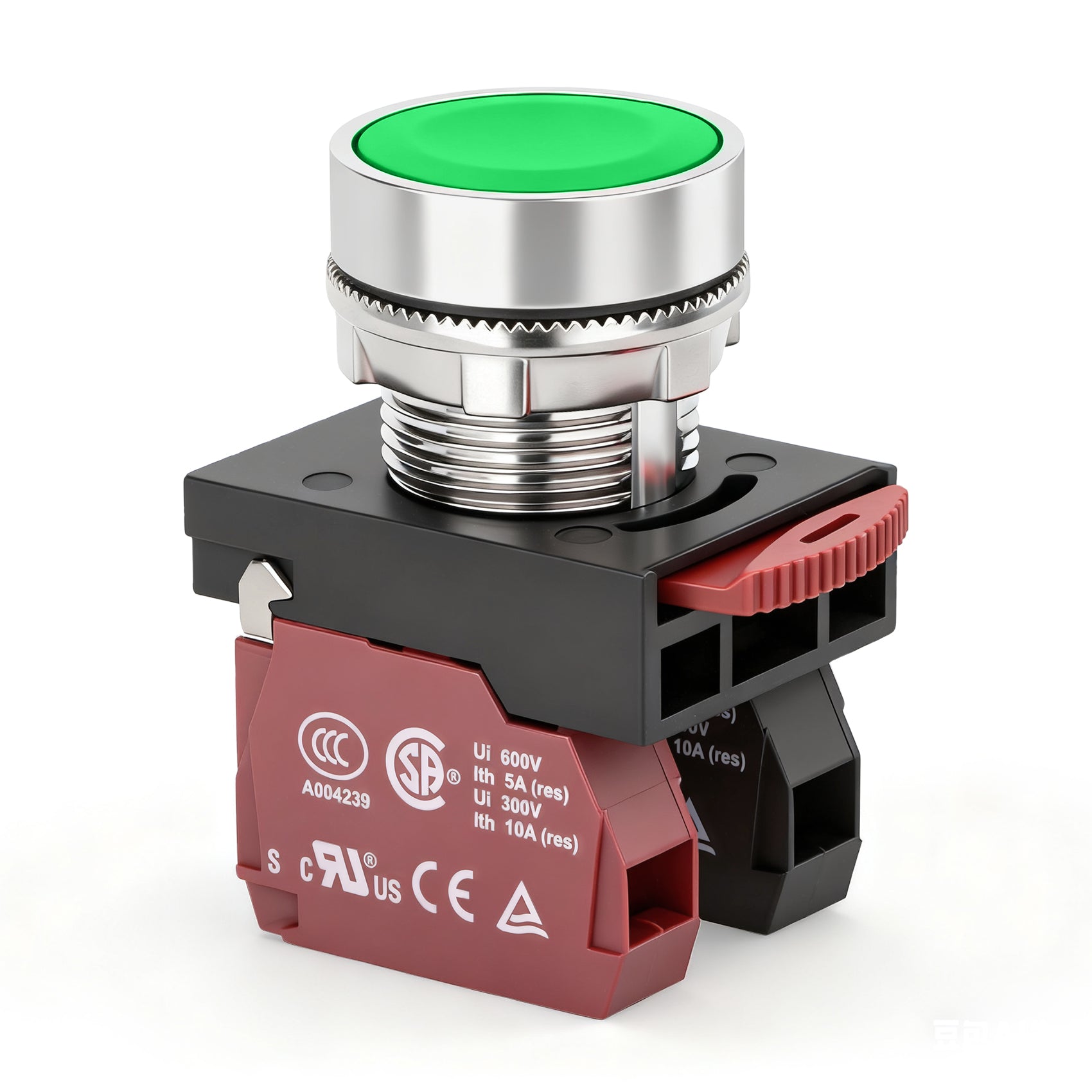 Baomain Momentary Push Button Switch,Green/Red, 1NO 1NC,22mm Metal Head,UL CSA CE TUV Certified for Industrial Control Panel