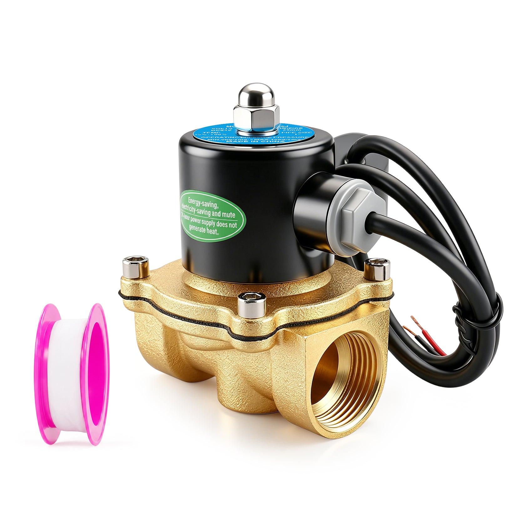 Baomain Brass Electric Solenoid Valve 1 Inch 2W-250-25J  PT DC12V/24V AC110V/220V Normally Closed Water, Air Energy-saving