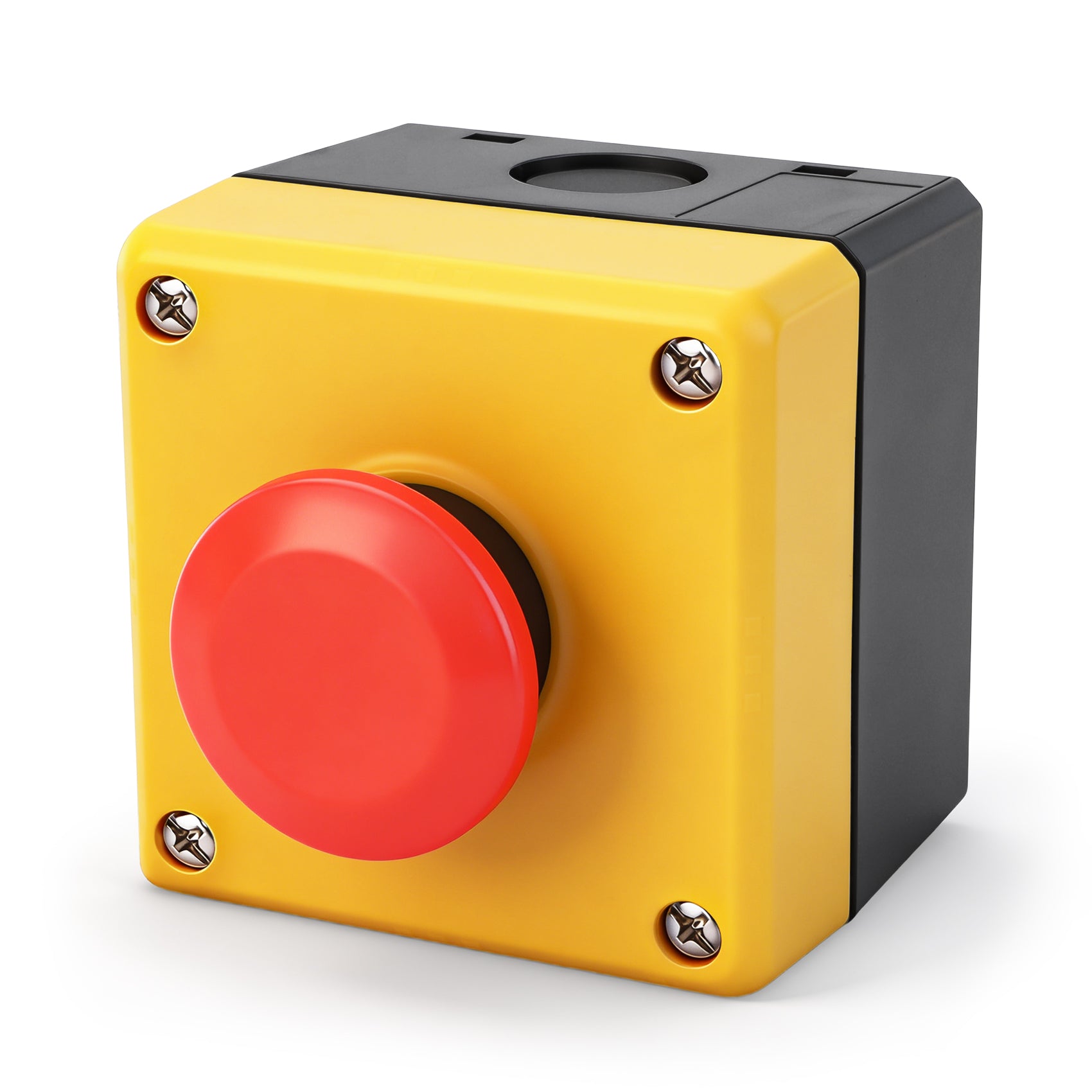 BAOMAIN 660V 10A Industrial Push Button Switch with Box - Momentary (1NO) or Emergency Stop (1NC) Twist-to-Reset, Weatherproof, UL CE TUV Certified