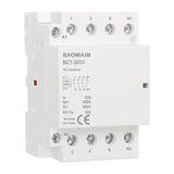 Baomain AC Contactor 32A AC12V/24V/110V/220V 4 Pole Universal Circuit Control 35mm DIN Rail Mount CE Listed BCT-32