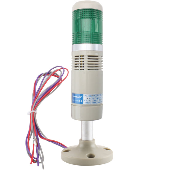 Baomain Industrial Signal Light Continuous Buzzer Warning Light, LGP-502TJ Green Column LED Tower Light