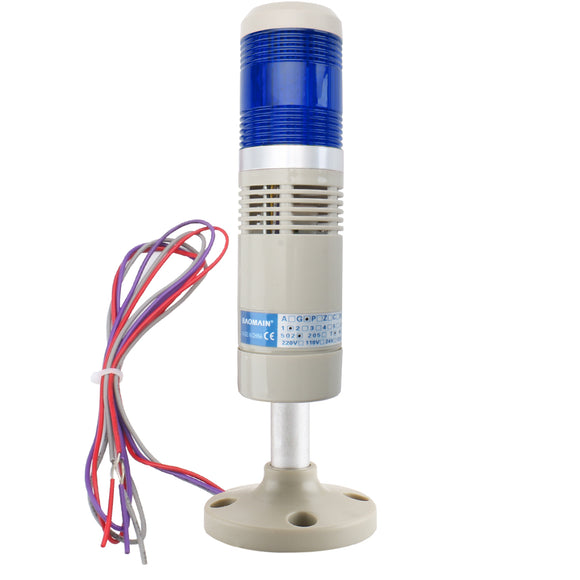Baomain 12V/24V/110V/220V Alarm Warning Industrial Buzzer Continuous Blue LED Signal Tower Light LTP-502TJ