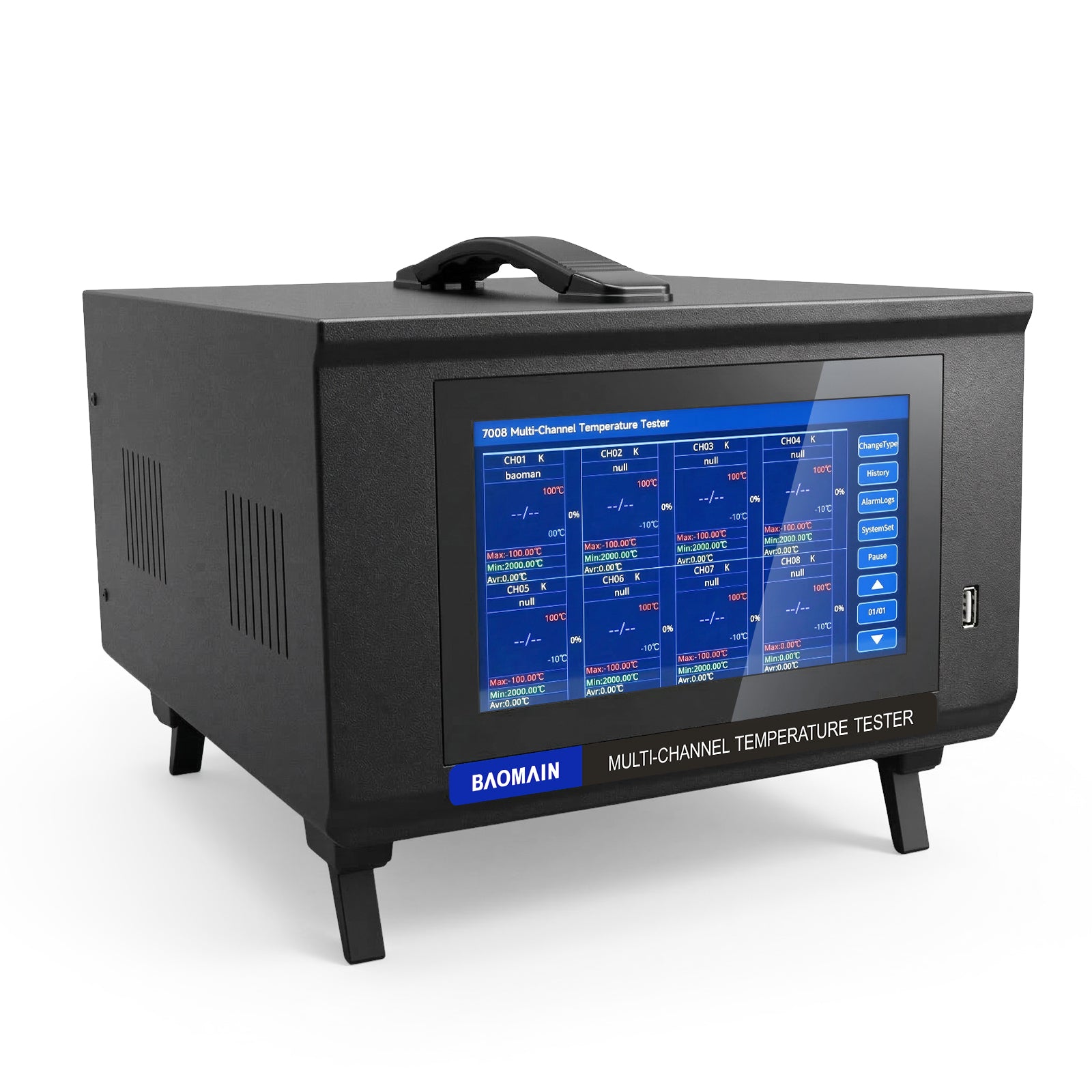 Baomain 64-Channel Multi-Channel Temperature Tester, High Precision Data Logger with Touch Screen & RS485 Modbus RTU