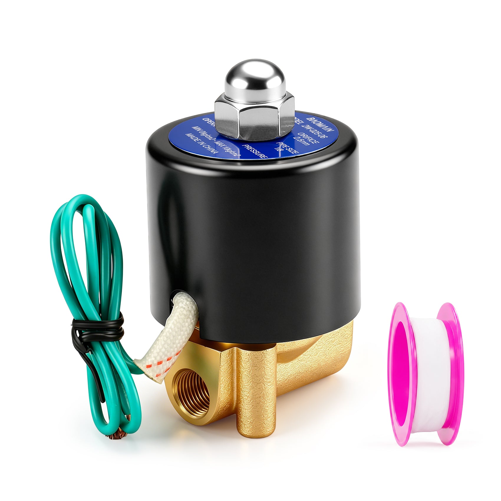 Baomain Pneumatic  1/8 inch 12V/24V/110V/220V Brass Electric Solenoid Valve 2W-025-06 Normally Closed Water, Air
