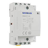 Baomain Hum-free DC/AC Modular Contactor 20A 2 Pole 12V/24V/110V/220V Circuit Control 35mm DIN Rail BMHC7-20