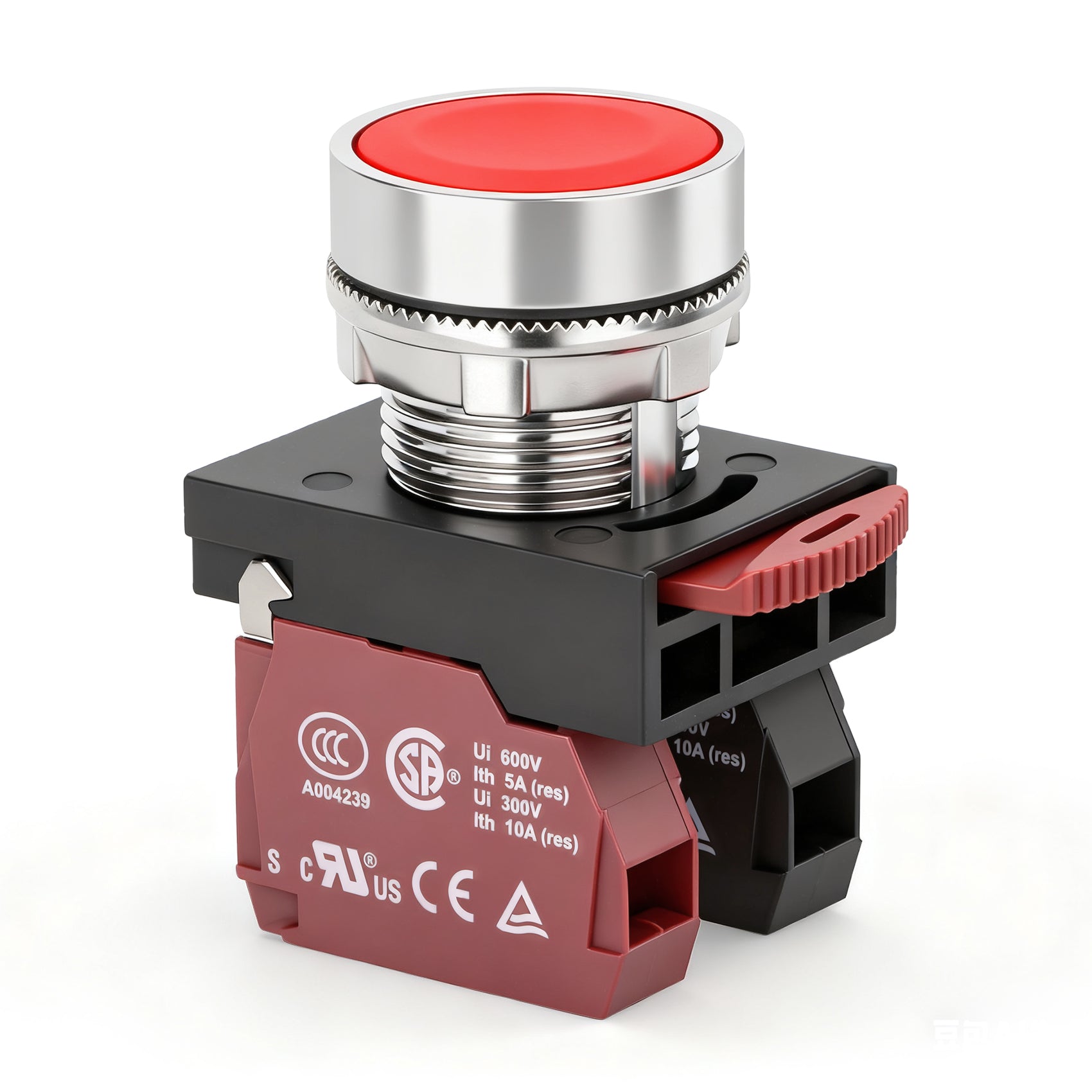 Baomain Momentary Push Button Switch,Green/Red, 1NO 1NC,22mm Metal Head,UL CSA CE TUV Certified for Industrial Control Panel