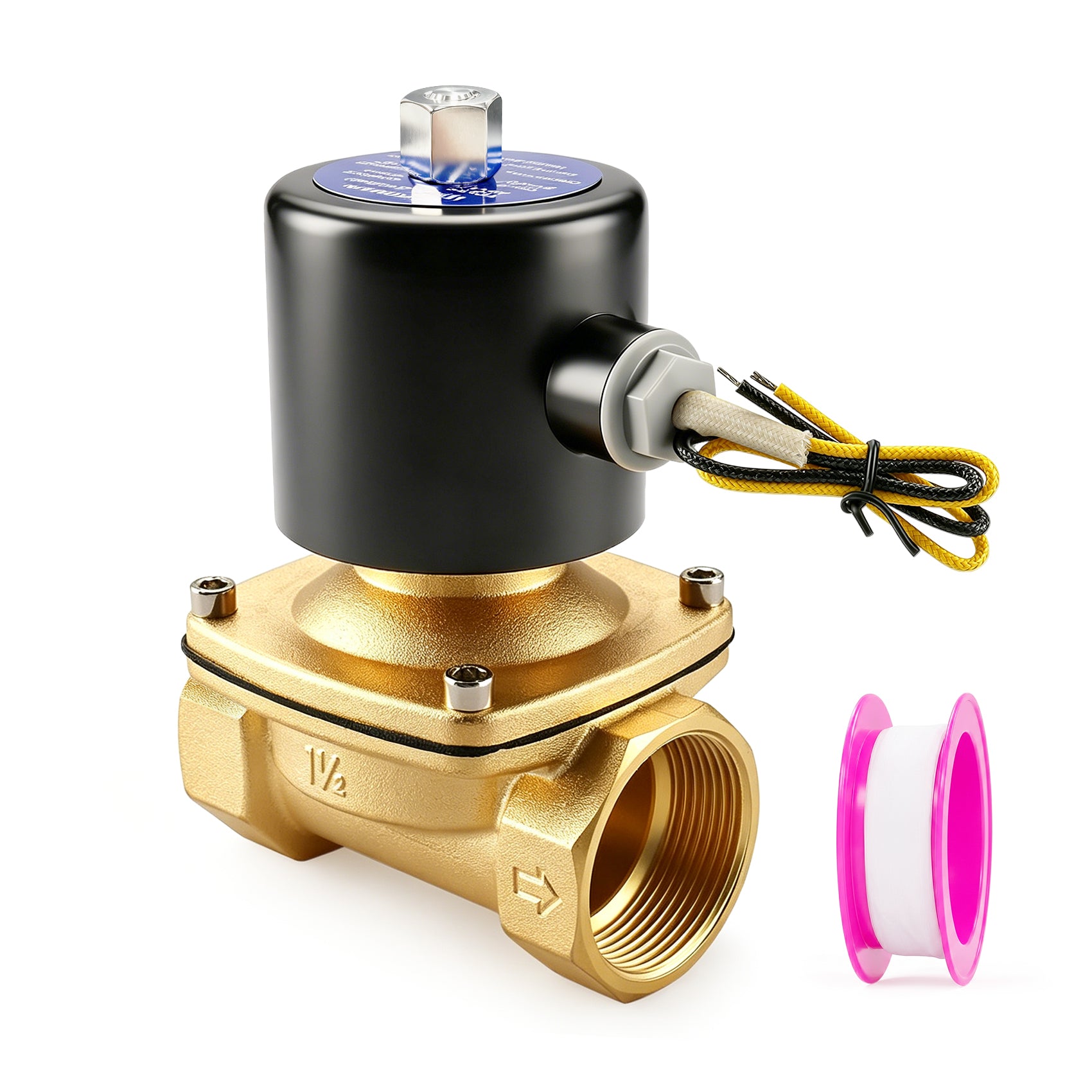Baomain Pneumatic 1-1/2 Inch NPT 12V/24V/110V/220V 2 Way Brass Electric Normally Open Solenoid Valve For Water, Air 2W-400-40K