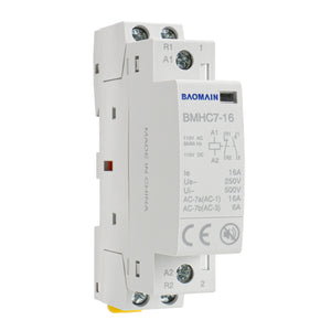 Baomain Hum-free DC/AC Modular Contactor 16A 2 Pole 12V/24V/110V/220V Circuit Control 35mm DIN Rail BMHC7-16