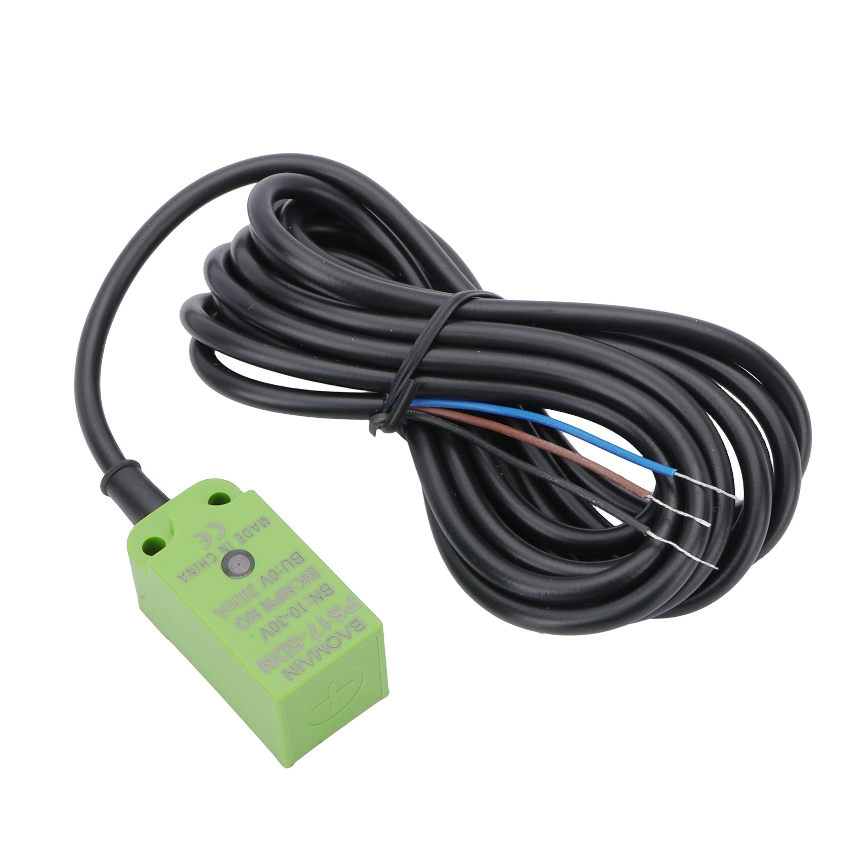 Baomain Square Inductive Proximity Sensor Switch PS17-5DN NPN NO DC 10-30V, 5mm Detecting Distance 3 wire