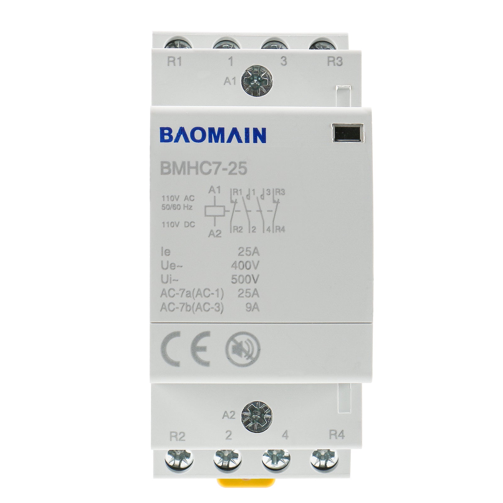 Baomain DC/AC Modular contactor 25A DC/AC12V/24V/110V/220V 4 Pole Circuit Control 35mm DIN Rail BMHC7-25