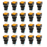 Baomain 16mm Push Button Switch Square Cap Orange LED Lamp 12V/24V/110V/220V SPDT 5 Pins