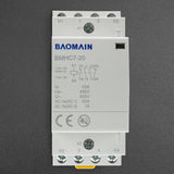 Baomain Hum-free DC/AC Modular Contactor 20A 2 Pole 12V/24V/110V/220V Circuit Control 35mm DIN Rail BMHC7-20