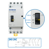 Baomain Manual Household AC Contactor HC1-25M 24V/110V/220VAC 25A 4 Pole 50/60Hz Modular Contactor Circuit Control 35mm DIN Rail