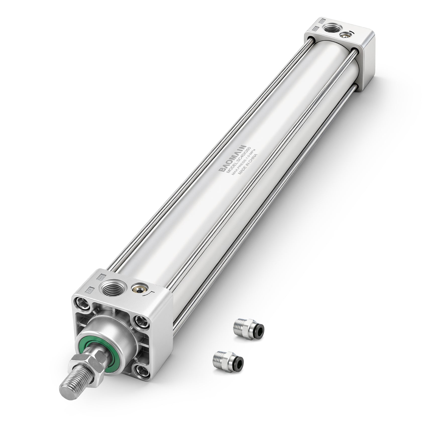 Baomain Pneumatic Air Cylinder with Magnet SC 40-350-S PT 1/4, Bore: 40mm, Stroke: 350 mm, Screwed Piston Rod Dual Action 1 Mpa