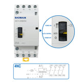 Baomain Manual Household AC Contactor HC1-25M 24V/110V/220VAC 25A 4 Pole 50/60Hz Modular Contactor Circuit Control 35mm DIN Rail