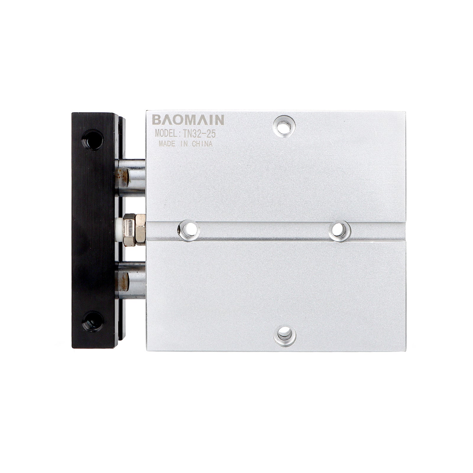 BAOMAIN Pneumatic Air Cylinder TN32-25 32mm Bore, 25mm(1") Stroke Double-Rod Double-Acting Aluminum with 4 Fittings