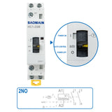 Baomain Manual Household AC Contactor HC1-25M 24V/110V/220VAC 25A 2 Pole 50/60Hz Modular Contactor Circuit Control 35mm DIN Rail