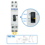 Baomain Manual Household AC Contactor HC1-20M 24V/110V/220VAC 20A 2 Pole 50/60Hz Modular Contactor Circuit Control 35mm DIN Rail